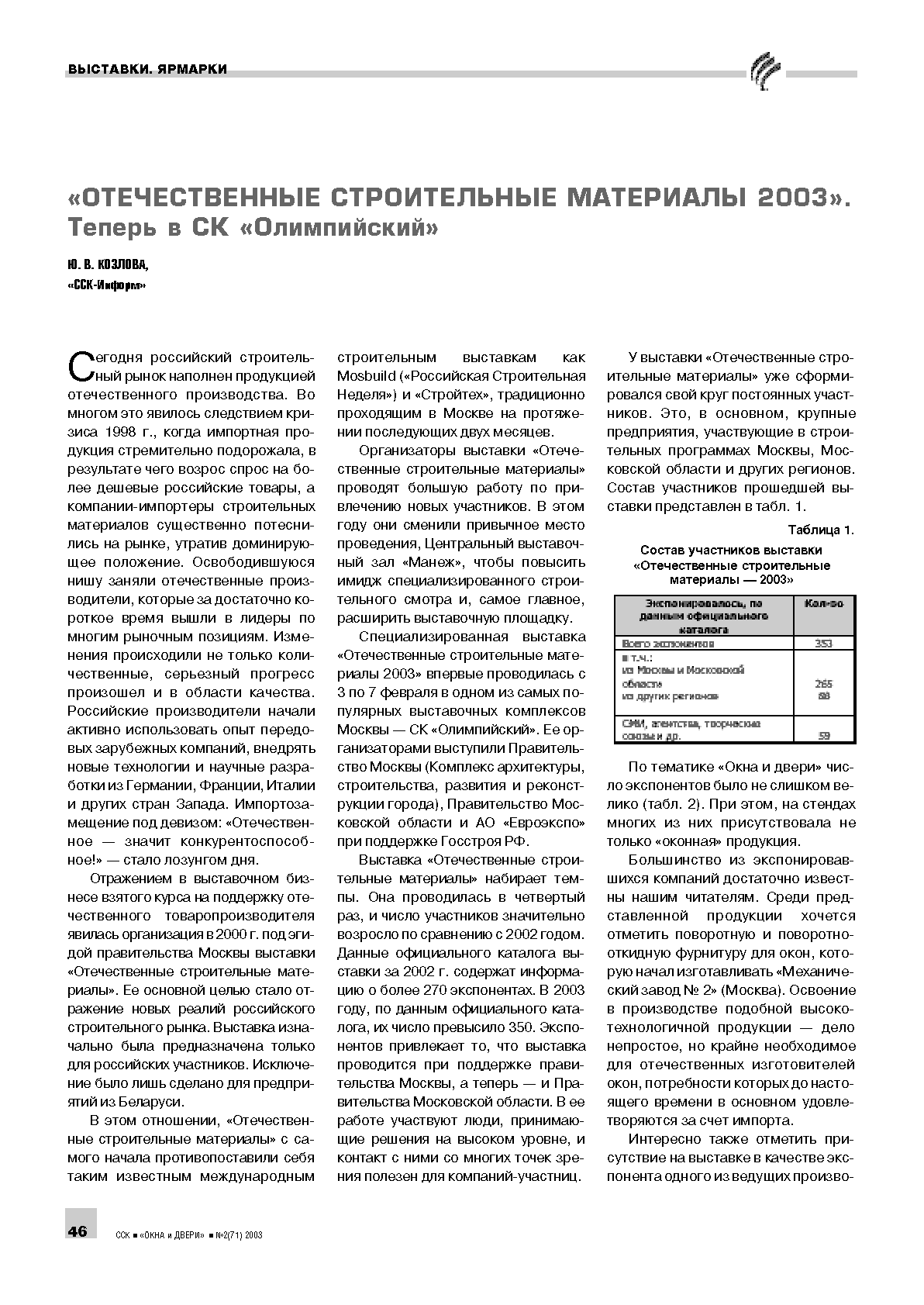 �.�.������� ("���-������"). "������������� ������������ ��������� 2003". ������ � �� "�����������" 46